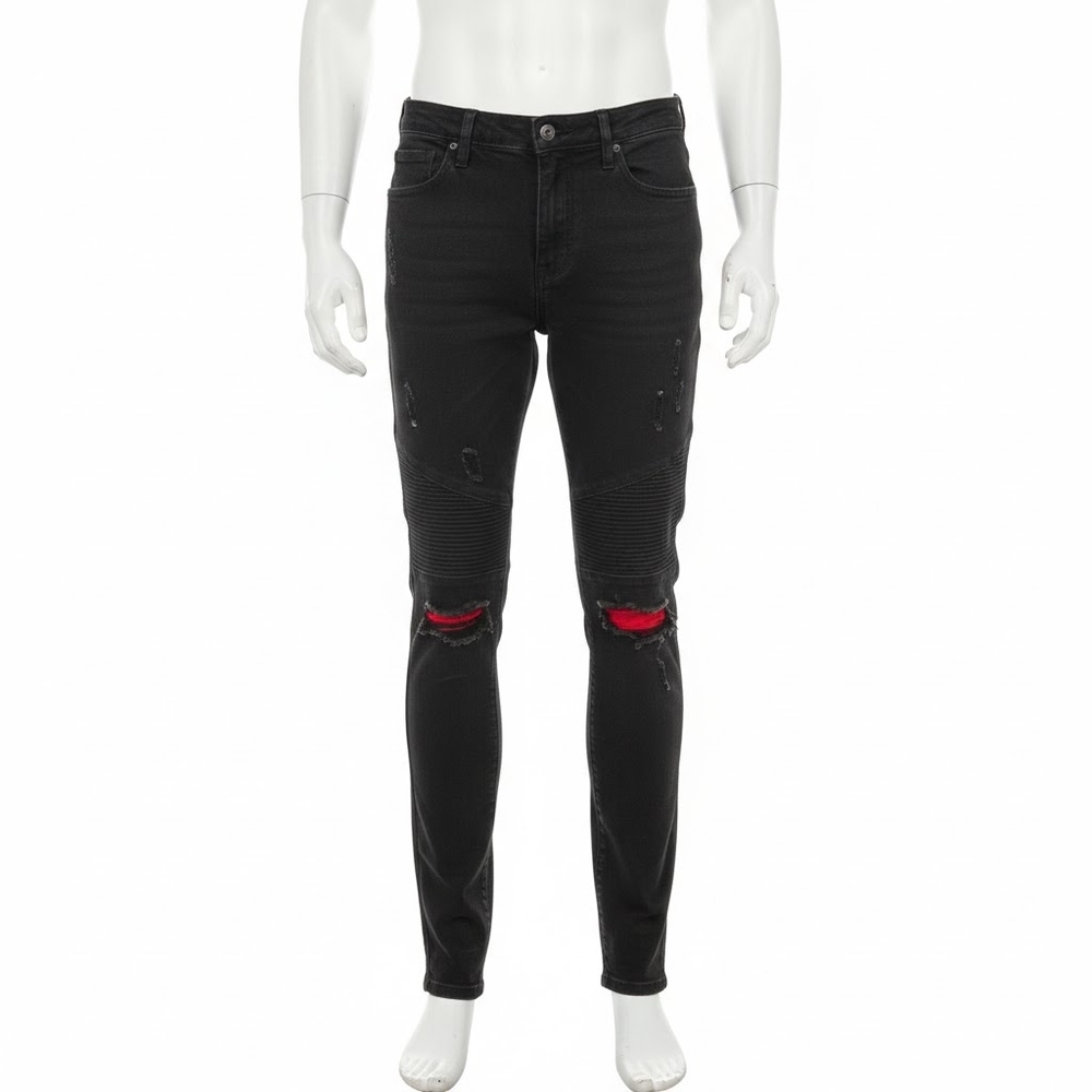 Rue21 Premium Men's Black and Red Skinny Jeans